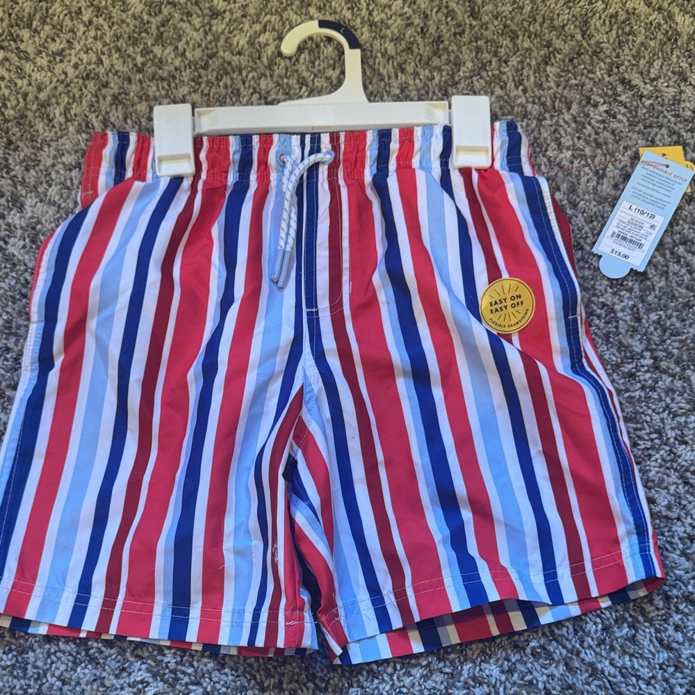 Cat & Jack Red, White, and Blue Kids Swim Trunks